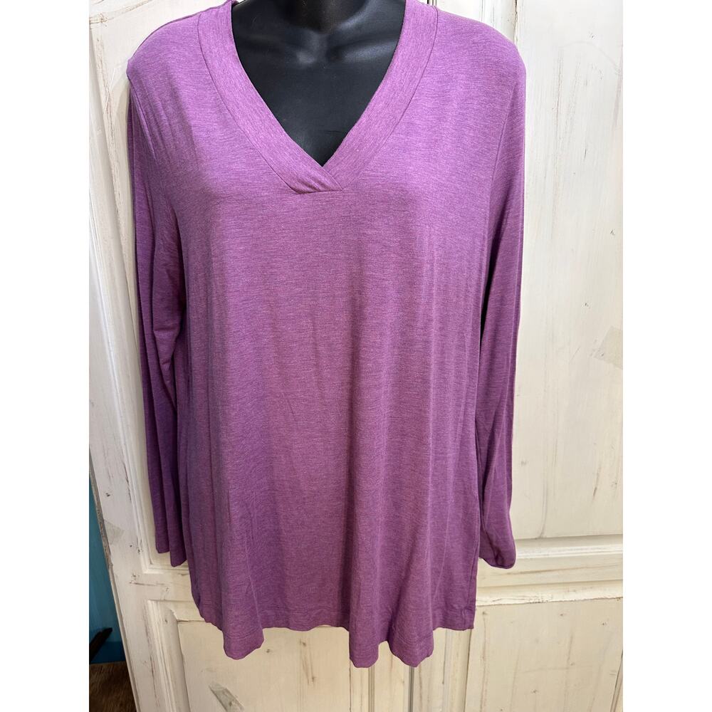 HANRO OF SWITZERLAND LAVENDER LONG SLEEVE TOP TUNIC S